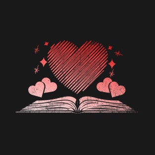 Heart Books Bookworm Retro Reading T-Shirt