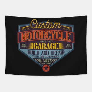 Custom bike shop garage Tapestry