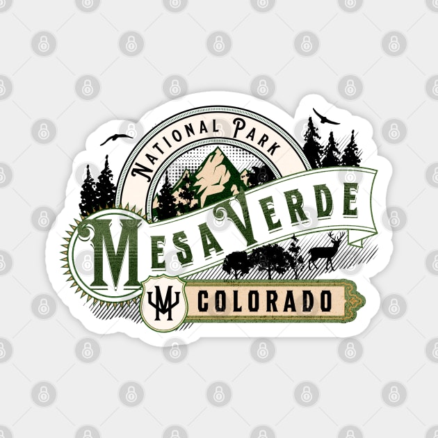 Mesa Verde National Park Colorado Vintage Label Magnet by antarte