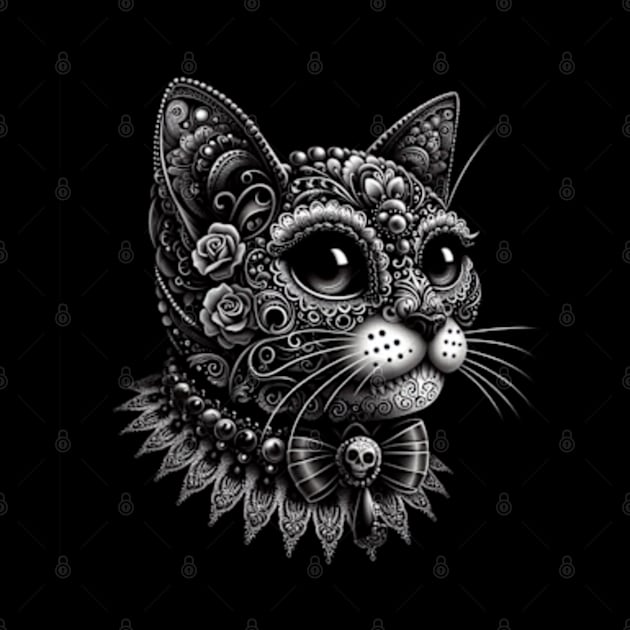 Black Cat Sugar Skull by Fanciful Wonder