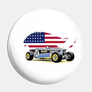 Vintage Hotrod USA Print Pin