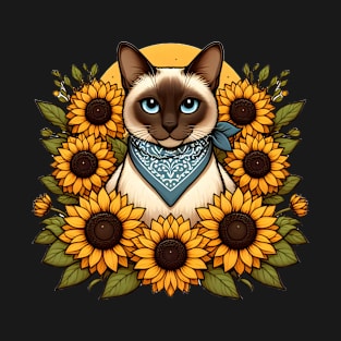 Floral Siamese - A Cat in Full Bloom T-Shirt