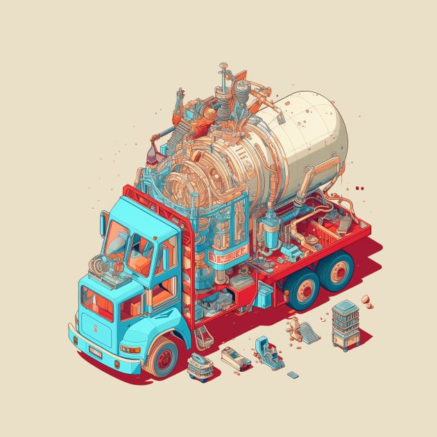 Psychedelic Style Cement Mixer Truck by DavidLoblaw