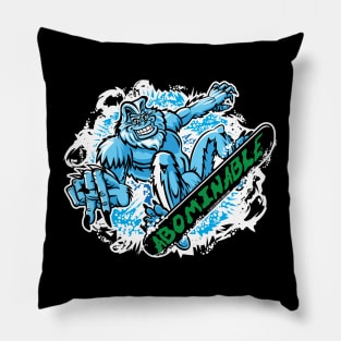 Abominable Snowman Snowboarder Pillow