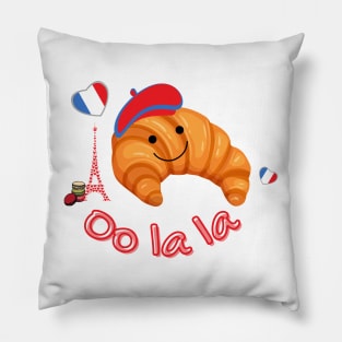 Cute French Kawaii Croissant Oo La La Pillow