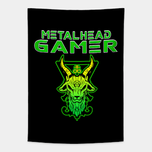 Metalhead Gamer Baphomet Green Tapestry