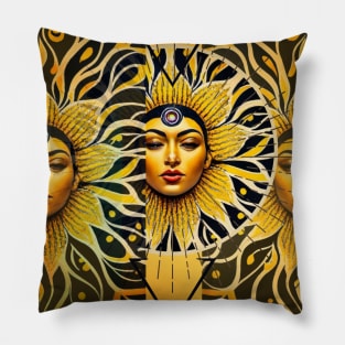 Sunflower Woman, Manipura, Solar Plexus Chakra, Yellow Flower Pillow