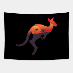 Red sunset and kangaroo Tapestry