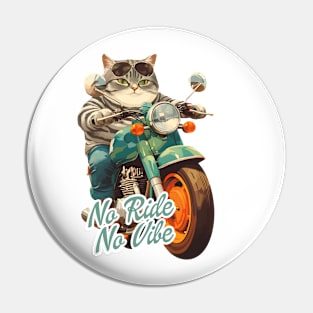 Cool cat riding motorbike Pin