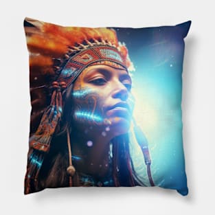 Native Indian Warrior Spirit Fantastic Cosmic Magical Pillow