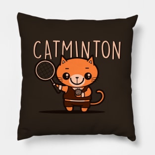 Catminton Cute Sporty Kawaii Cat Playing Furball Badminton Pillow