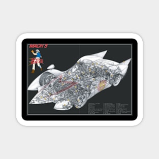 Mach 5 Speed Racer Blue Print Magnet