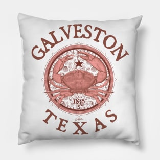 Galveston, Texas, with Stone Crab on Windrose Pillow