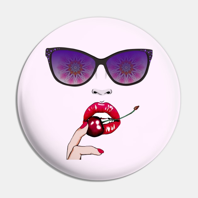 Cherry Lips Cool Sunglasses Pin by AngelsWhisper