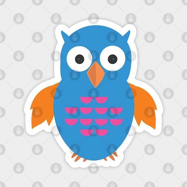 Blue & Orange Owl Magnet by adamzworld