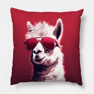 Funny And Cool Llama Wearing A Pink Sunglasses Pillow Pillow