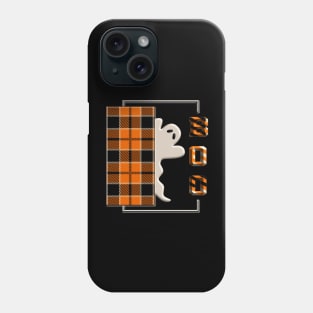 Boo Ghost 3D Halloween tridimensional behind door twill orange black beige cute trendy 310 Phone Case