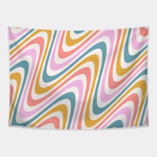 Wavy Colorful Fun Groovie Pattern Tapestry