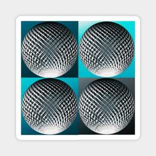 Silver spheres in 3d optic on blue, turquoise, teal pop art backgrounds Magnet
