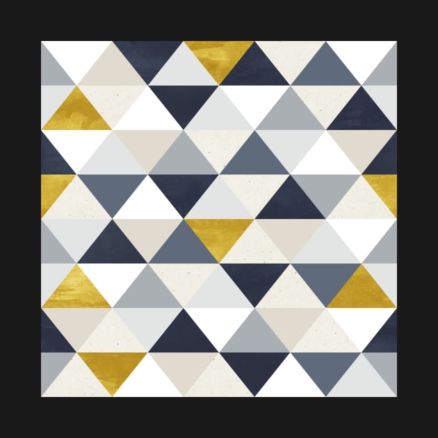 Geometric Triangles in Navy and Gold by greenoriginals