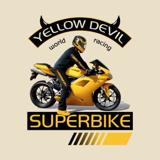 Yellow Devil Superbike World Racing, T-shirt for Biker, MotorCycle Rider Tee, Biker Dad Gift T-Shirt