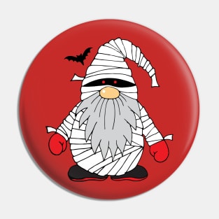 Funny Halloween Gnome Mummy Character Pin