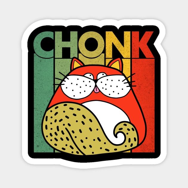 Chonk Cat Retro Style Fat Cat Vintage Magnet by The WYLD Tribe