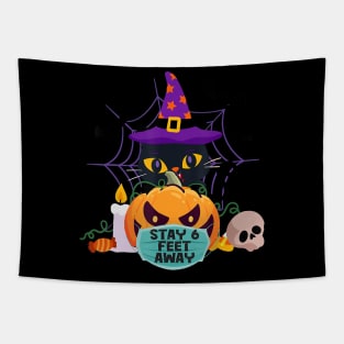 Cute Cat Halloween Pumpkin Face Mask Stay 6 Feet Quarantine Tapestry