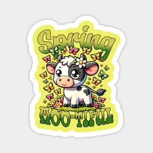 Cute Cow With Butterflies Spring Mood Magnet