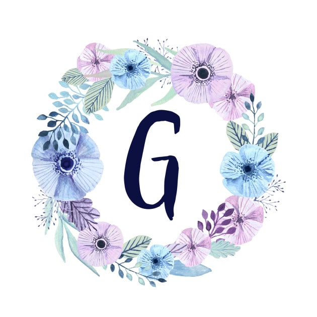 Floral Monogram G Icy Winter Blossoms by floralmonogram