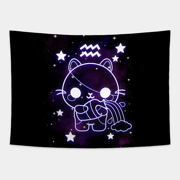 aquarius kawaii zodiac sign Tapestry by NemiMakeit