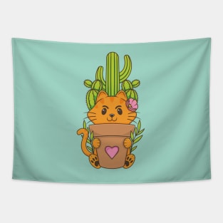 Botanicat Cute Kawaii Illustration Tapestry