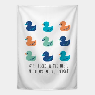 Cute Ducks Art and Quack Quotes Tapestry