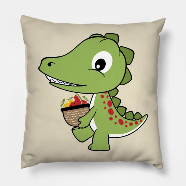 Dino With Fruits Pillow by TomCage