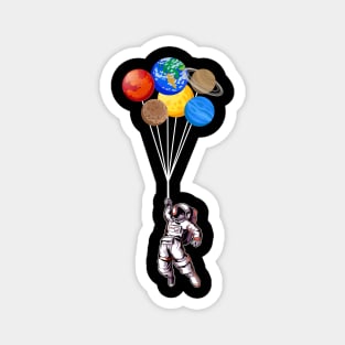 Astronaut holding Planet Balloons Solar System space Magnet