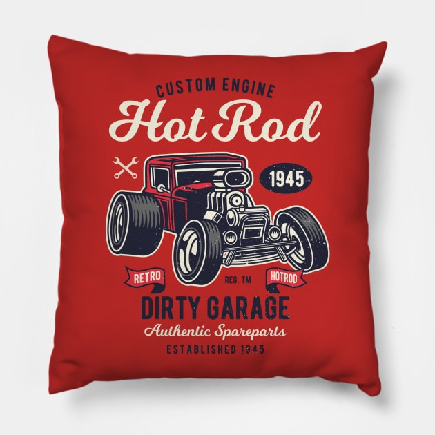 Cool Retro Hot Rod Pillow by LineXpressions