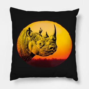 Rhino at Sunset Design for Save Rhino Supporters Pillow