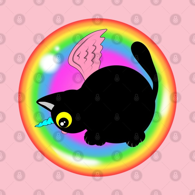 Kitty in rainbow bubble by MelanieJeyakkumar