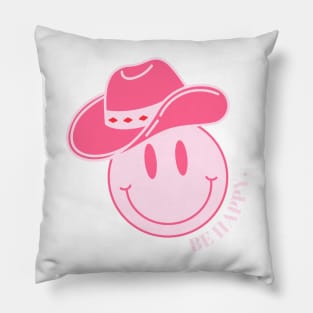 Preppy Pink Smiley Cowgirl Pillow