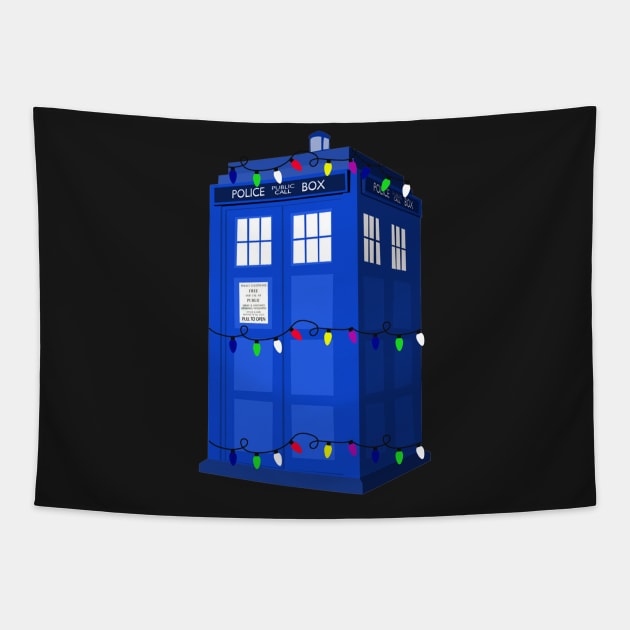 Merry Christmas Lights Tardis Tapestry by charlescheshire