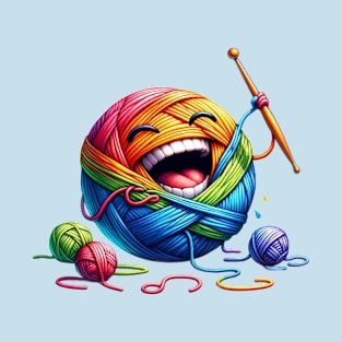 A laughing ball of yarn that is crocheting! T-Shirt