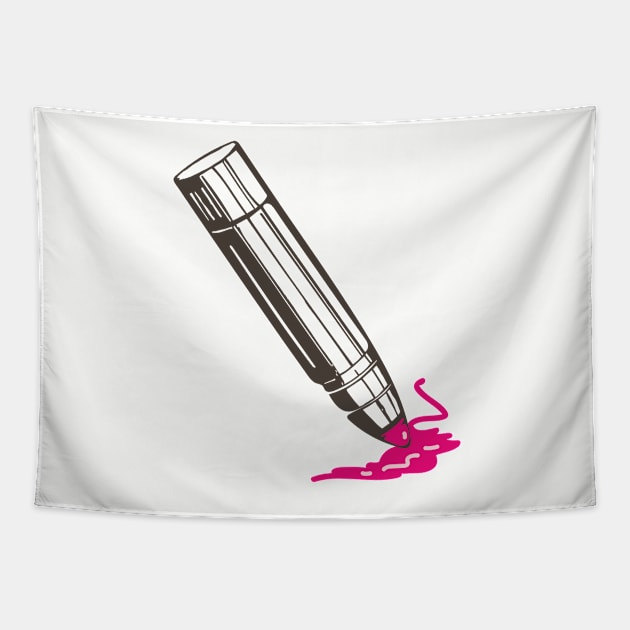 Illustration of Pink blush lipstick turned upside down Tapestry by IngaDesign