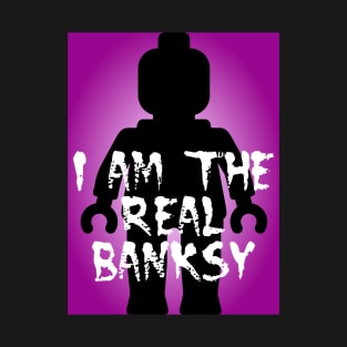 Black Minifig with "I am the Real Banksy" slogan, Customize My Minifig T-Shirt