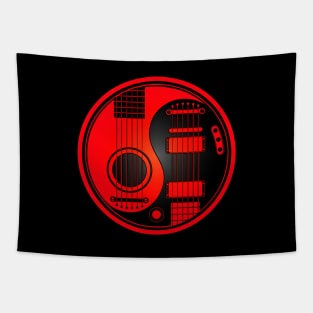 Red and Black Acoustic Electric Guitars Yin Yang Tapestry