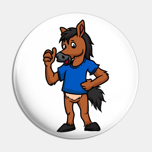 Cute Anthropomorphic Human-like Cartoon Character Horse in Clothes Pin by Sticker Steve