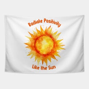 Radiate Positivity Brushed Watercolor Painted Sun Tapestry