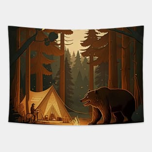 Camping with Bear,  Adventure in the Forest Tapestry