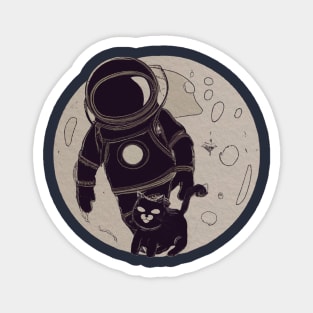 Lunar cat and astronaut Magnet