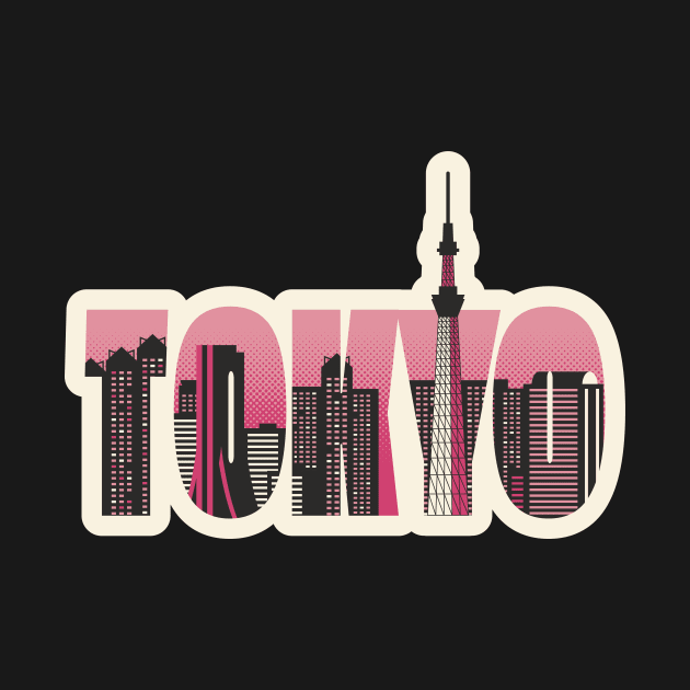 Retro Tokyo Skyline Word Art // Tokyo Lover by SLAG_Creative