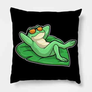 Frog on Leaf Pillow